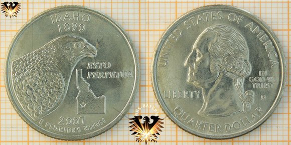 Quarter Dollar, USA, 2007, D, Idaho 1890, Idaho 1890 - Esto Perpetua © aukauf.de 