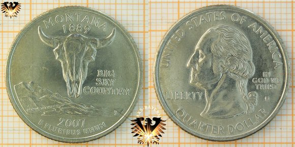 Quarter Dollar, USA, 2007, D, Montana 1889, Montana 1889 - Big Sky Country © aukauf.de 