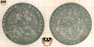Bayern 1/2 Thaler 1754, Taler MAX IOS - PATRONA BAVARIAE Münze