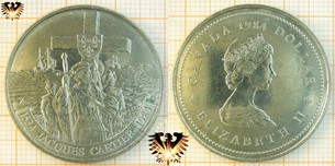 1 Dollar, Canada Dollar, 1984, Elizabeth II, Jacques Cartier, 1534-1984