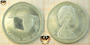 1 Dollar, Canada Dollar, 1967, Elizabeth II, D.G. Regina, Conferderational Centennial, 1867-1967