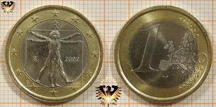 1 Euro, Italien, 2002, nominal Münze Leonardo  Vorschaubild
