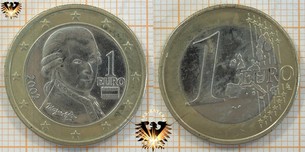 1 Euro, Österreich, 2002, Mozart - Nominal-Geld Münze