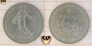 1 Franc, 1960, Frankreich, Nominal Franc 1960 - 2001, die Säerin  