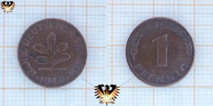 1 Pfennig 1949, Bank deutscher Länder Münze, 1948 - 1949