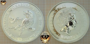 10 AUD, 10 Dollars, 2004, Australian Kookaburra, 10 oz. Silver
