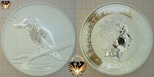 10 AUD, 10 Dollars, 2007, Australian Kookaburra, 10 oz. Silber