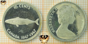 10 Cents, Canada, 1967, Elizabeth II, Makrele, 1867-1967