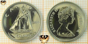 10 Cents, Canada, 1980, Elizabeth II, Schoner, 1968-1989