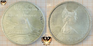 10 Dollars, Canada, 1976, Elizabeth II, XXI Olympiad Montréal 1976, Series VII, Olympic Stadium