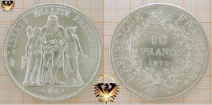 10 Francs, Frankreich, 1970, Silbermünze, Herkules