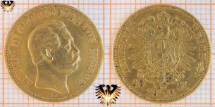10 Goldmark, 1 Krone Münze von 1872 H, Ludwig III Grosherzog von Hessen.