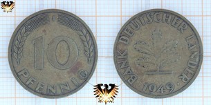 10 Pfennig Münze 1949, Bank deutscher Länder