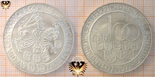 100 Schilling, 1977, Europa Cent, 500 Jahre Münzprägestätte Hall in Tirol