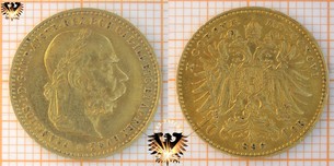10 Kronen, X Coronae, 1896, original Goldmünze, Österreich Ungarn, k.u.k Monarchie