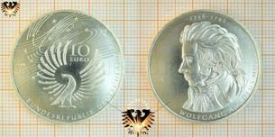 10 €, BRD, 2006, D, Wolfgang Amadeus Mozart 1756-1794, Numisblatt 1/2006 zu dieser Silber - Gedenkmünze