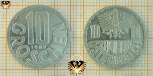 10 Groschen, 1983, Österreich, nominal, 1959 bis 2001