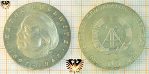 10 Mark, DDR, 1967, Käthe Kollwitz, 1867-1945, MDN
