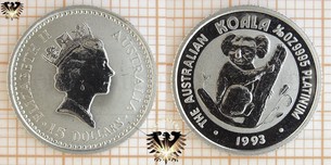 15 AUD, 15 Dollars, 1993, Australien, Koala 1/10 oz. Platin