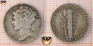 10 Cent, 1 Dime, USA, 1945, Mercury  Vorschaubild