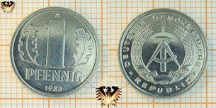 1 Pfennig, DDR, 1983, nominal, 1977-1990, * DEUTSCHE DEMOKRATISCHE REPUBLIK *