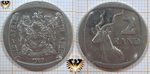 2 Rand, Suid Afrika, 1989, Süd Afrika, Kudu, 4-eckig