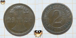 2 Reichspfennig 1924, Weimarer Republik, Deutsches Reich