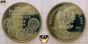 Münze: 2 Złote, Polen, 2009, 180 Lat Bankowosci Centralnej w Polsce 1828 - 2008 - Mit schönem Münz-Blister