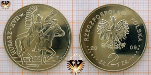 Münze: 2 Złote, Polen, 2009, Husarz - XVII w., Schöne Reiterszenen im Blister zur Gedenkmünze
