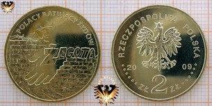 Münze: 2 Złote, Polen, 2009, Polacy Ratujacy Zydow, Zegota - Polen rettet die Juden 