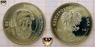 Münze: 2 Złote, Polen, 2010, Benedykt Dybowski 1833- 1930 - mit Blisterkarte zur Sondermünze