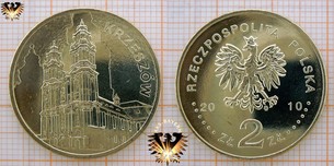 Münze: 2 Złote, Polen, 2010, Krzeszow - Grüssau - Polska Gedenkmünze, goldfarben