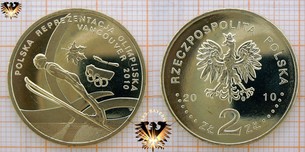 Münze: 2 Złote, Polen, 2010, Polnische Olympiamannschaft - Polska Reprezentacja Olimpijska - Vancouver 2010