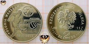 Münze: 2 Złote, Polen, 2011, Polonia Warszawa, Polonia Warschau, Polnische Fußballvereine - Gedenkmünze mit Blisterkarte