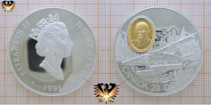 Flugzeugmünze,  Beaver, 20 Dollars, Canada, 1991, Silber,  Vorschaubild