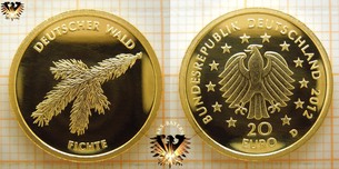 20 €, BRD, 2012 D, Fichte Goldmünze