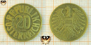 20 Groschen, 1950, nominal, Österreich, 1950 bis 1954