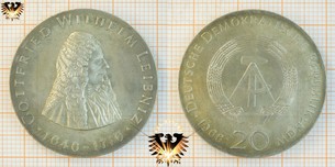 20 Mark, DDR, 1966, Gottfried Wilhelm Leibniz, 1646-1716