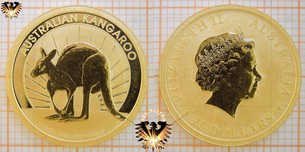 25 AUD, 25 Dollars, 2011, Australian Kangaroo, 1/4 oz. Gold