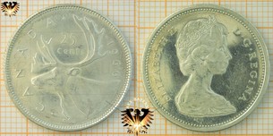 25 Cents, Canada, 1966, Elizabeth II, Caribou  Vorschaubild