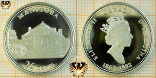 25 Cents, Canada, 1992, Manitoba Quarter, 1867-1992, Serie: 125th Confederacy