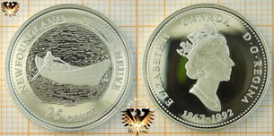 25 Cents, Canada, 1992, Newfoundland Quarter, 1867-1992, Serie: 125th Confederacy