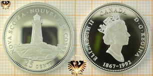 25 Cents, Canada, 1992, Nova Scotia Quarter, 1867-1992, Serie: 125th Confederacy