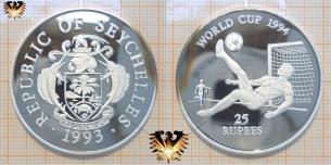 25 Rupees, Seychelles, Fußballmünze, Silber, World Cup  Vorschaubild
