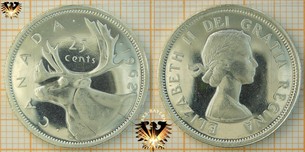 25 Cents, Canada, 1962, Elizabeth II, Caribou quarter, 1953-1964