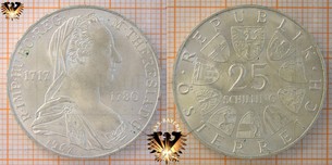 25 Schilling, 1967 Maria Theresia, Österreich, Silber Sondermünze
