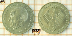 2 DM, BRD, Konrad Adenauer, 1949 Bundesrepublik Deutschland 1969