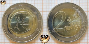 2 €, BRD, 2009, A, D, F, G, J, Gedenkmünze, 10 Jahre Europäische Wahrungsunion