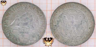 3 Reichsmark Münze, 1927 A, Hundert Jahre Bremerhaven