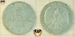 3 Mark, 1922, Deutsches Reich,  Vorschaubild